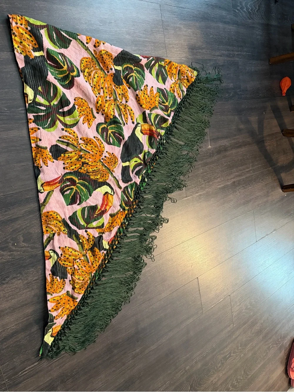 FARM Rio Green & Orange Toucan Fringe Throw